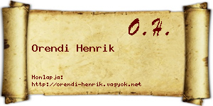 Orendi Henrik névjegykártya